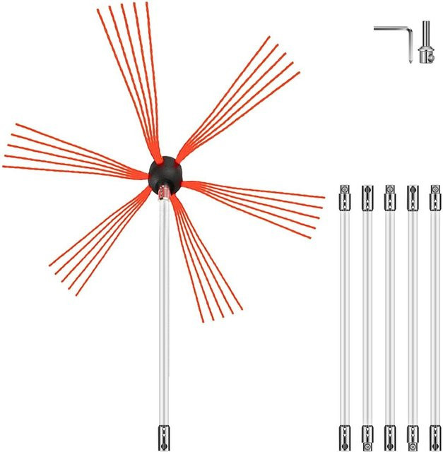 Buying Solutions MB Schornsteinreinigungsset mit flexiblen Schornsteinfegerstangen und Nylon-Bürstenkopf in Weiß und Rot - Bild 1