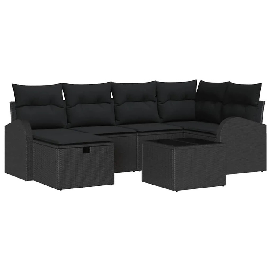 vidaXL L-Shape Gartenmöbel Set aus Poly-Rattan in Schwarz mit Polsterkissen und integriertem Stauraum - Bild 2