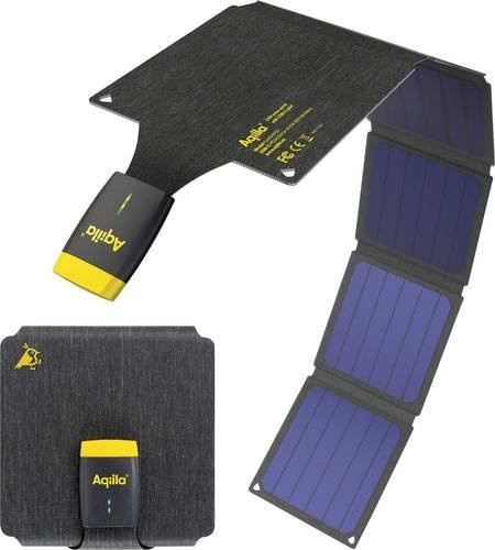 Aqiila P21 AQSCP21SUN000 Solar-Ladegerät 21 W in Schwarz mit USB-C und USB-A Anschlüssen - Bild 1