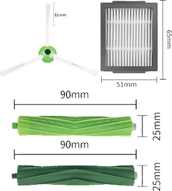 BPfire Ersatzteil-Set für iRobot Roomba i3 i4 i6 i7 i8 J7 J8 E5 E6 E7 Serie mit Rollenbürste, Filter und Seitenbürsten - Bild 1