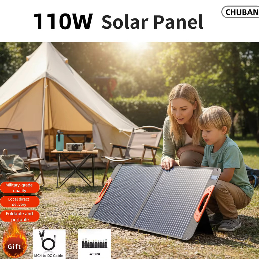 CHUBAN Faltbares Solarpanel 200W ETFE Tragbares Solarladegerät in Schwarz für Camping und Outdoor-Reisen - Bild 2