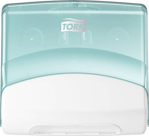 Tork Performance Handtuchspender aus Kunststoff in Weiß und Türkis, H x B x T: 42,7 x 39,4 x 20,6 cm - Bild 1