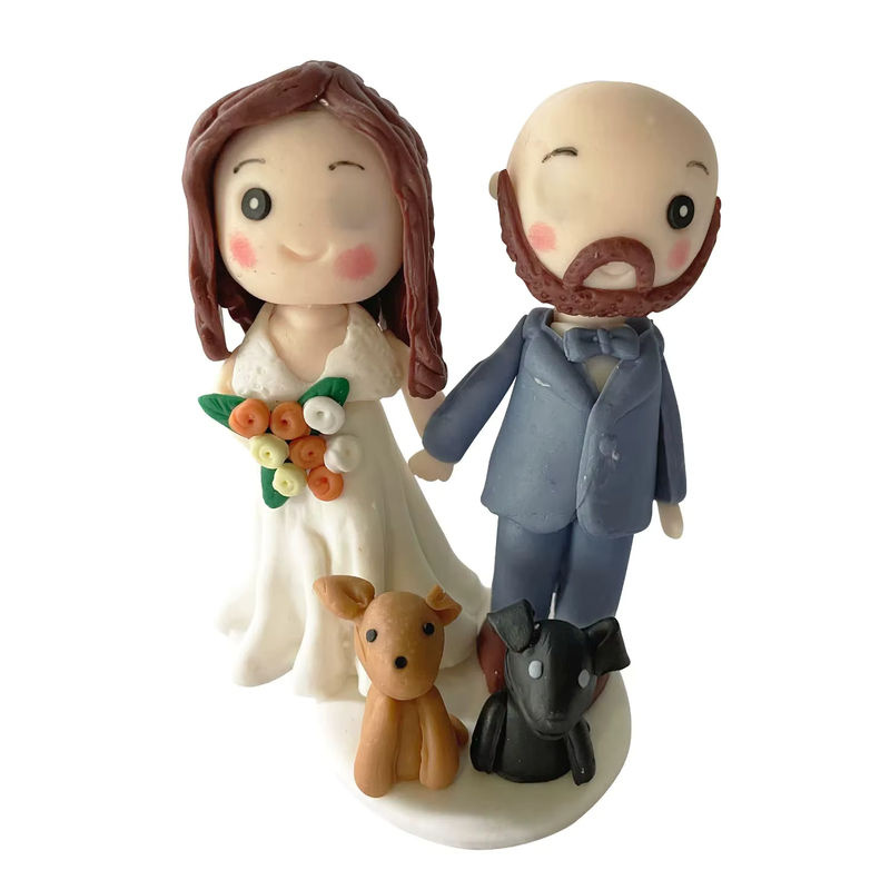 Mehrfarbige Hochzeitstorte-Puppe aus Kunstharz als Herbstdekoration für Paare und Hochzeiten - Bild 7