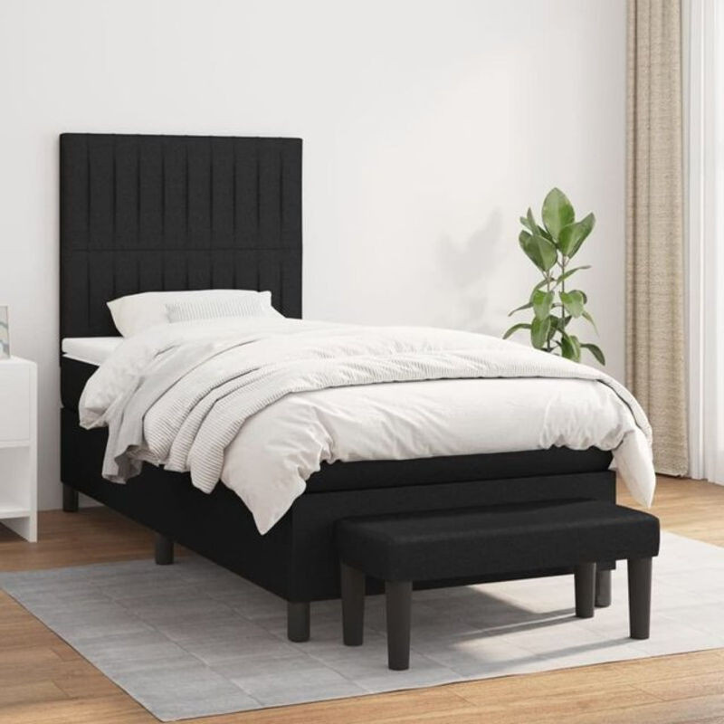 vidaxl Boxspringbett mit Matratze in Schwarz aus Stoff und Holzwerkstoff B/T/H: 200 x 100 x 118 cm - Bild 1