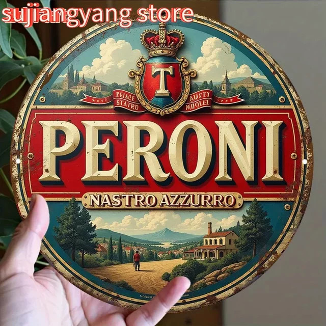 Peroni Bier Logo Wandkunst aus Metall als dekoratives Schild für die Wand - Bild 1