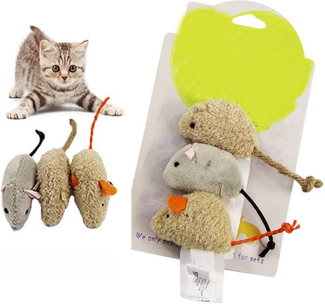 Otmagelu Lustige Katze Spielzeug Plüsch Simulation Maus, 3-teiliges Set - Bild 1