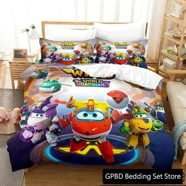 Somelli Bettwäsche-Set mit 3D-Cartoon-Flügel-Motiv, 2-teilig aus Mikrofaser, Mehrfarbig, B/L: 133 x 70 cm - Bild 1