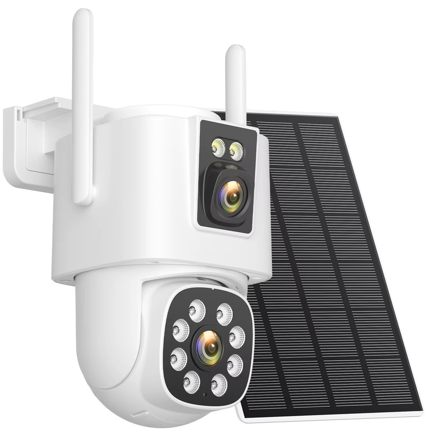Abuntu 8MP 4K Solarkamera Outdoor mit Dual Lens und Dual Screen, Wifi Überwachungskamera mit 24 Stunden Aufnahme und Nachtsicht, Weiß - Bild 7