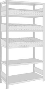 Regalwerk BERT-Regalmodul 2 Grundfeld Stecksystem Rahmen aus Stahl in Lichtgrau RAL 7035, H x B x T: 200 x 100,5 x 50 cm - Bild 1