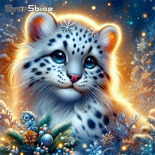 Evershine Diamant-Stickerei Leopard Mosaik-Malerei mit quadratischen Steinen in Multicolour, B/H: 20 x 20 cm - Bild 1
