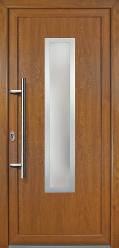 Meeth Kunststoff-Haustür Signum Exklusiv in Golden Oak mit satiniertem Glaseinsatz, nach innen öffnend, Höhe: 208,0 cm, Breite: 108,0 cm - Bild 1