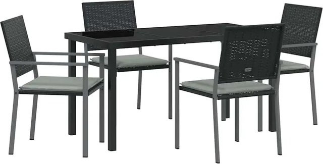 vidaXL Garten Essgruppe 5-teilig aus Poly Rattan und Glas in Schwarz und Anthrazit - Bild 1