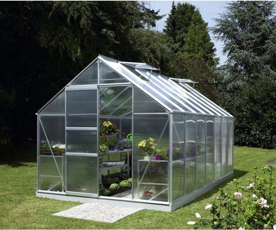 Vitavia Gewächshaus Merkur 11500 aus Aluminium eloxiert in Silber mit 11,5 m² Fläche, Polycarbonat-Dach und Schiebetür - Bild 4