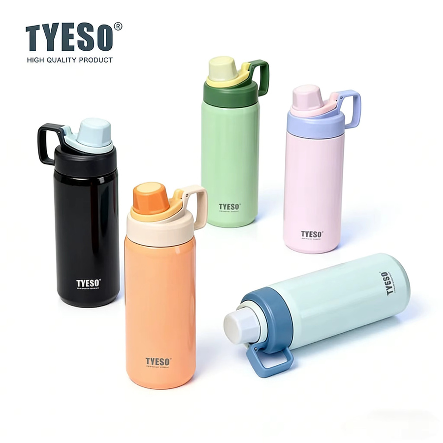 Tyeso Vakuum-Thermosflasche Grau, Isolierte Fitness-Flasche mit Flip-Verschluss, 900ml - Bild 2