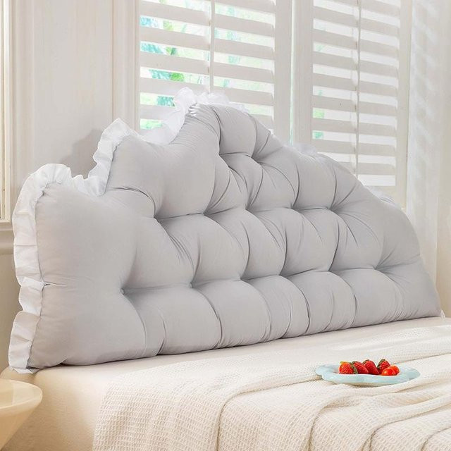 Pickerr Kopfteilkissen Grau, weiches und kollisionshemmendes Rückenkissen aus Polyester, B 100 cm x H 55 cm x T 10 cm - Bild 1
