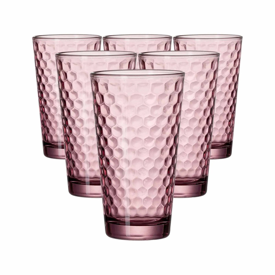 Ritzenhoff Favo Longdrinkgläser Tumbler mit geometrischem Design, Rot, 6er Set, 400 ml - Bild 2