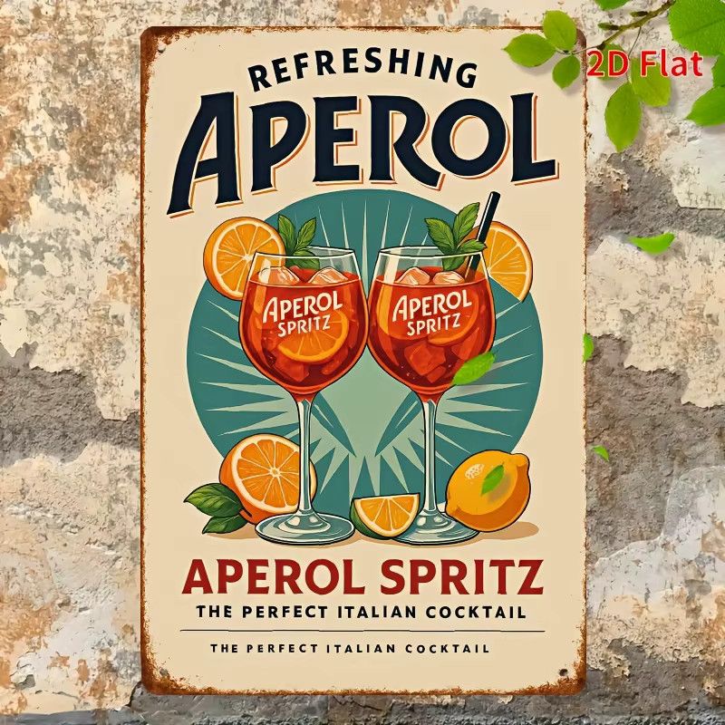 Vintage Aperol Spritz Logo Metall-Wandkunstschild, multicolor, B: 20,3 cm, H: 30,0 cm - Bild 4