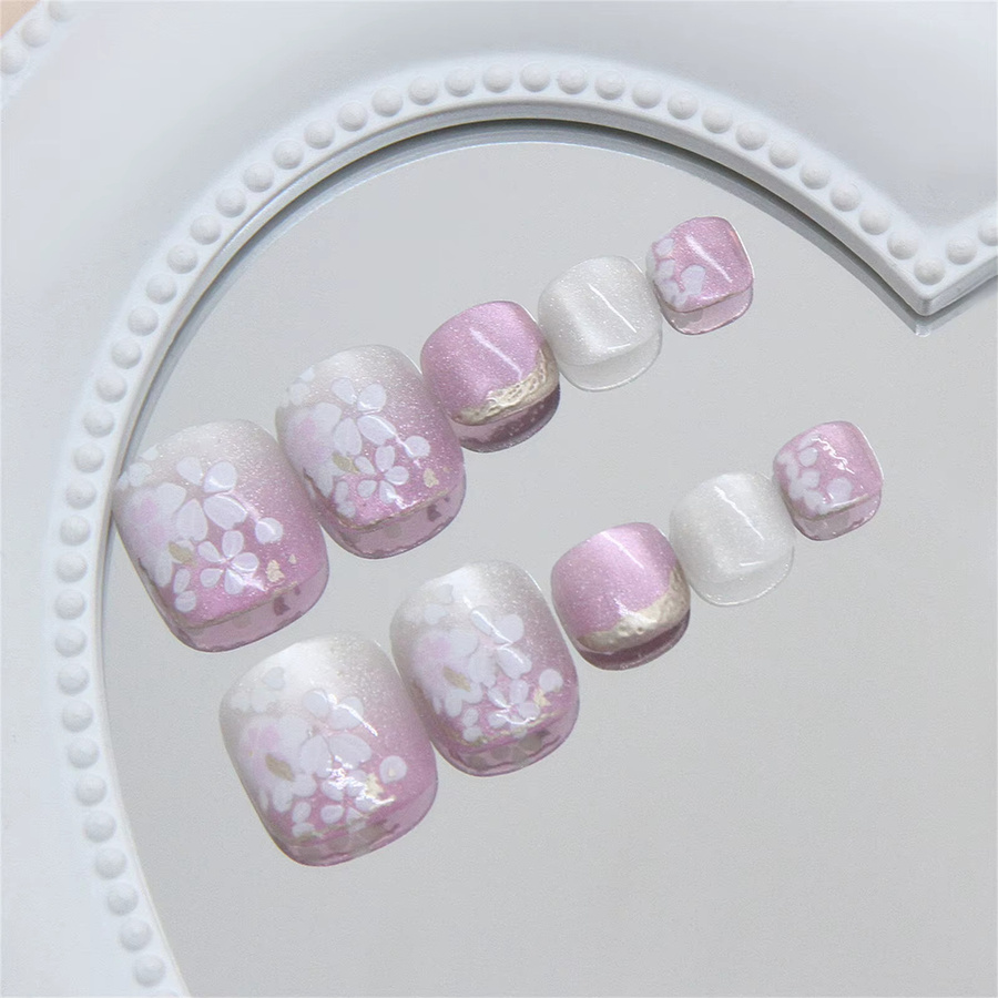 Nagelspitzen zum Aufdrücken, Katzenaugen-Effekt, rosa lila, 24 Stück, Damen - Bild 2