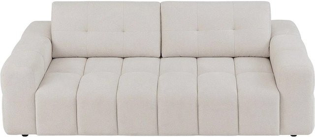 Vente-unique Sofa Sopelana Beige mit Strukturstoff und Armlehnen, Breite: 220 cm - Bild 1
