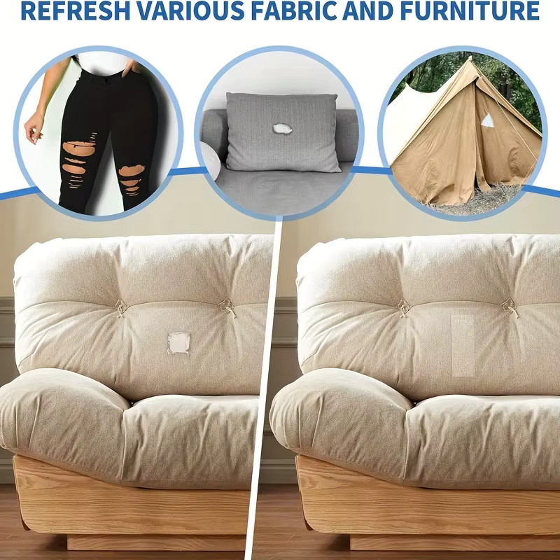 Selbstklebendes Leinen-Reparaturband in Beige, Breite: 7,6 cm, Länge: 152 cm, 0,2 mm dick für die Reparatur von Möbeln, Sofas, Zelten und Kleidung - Bild 3