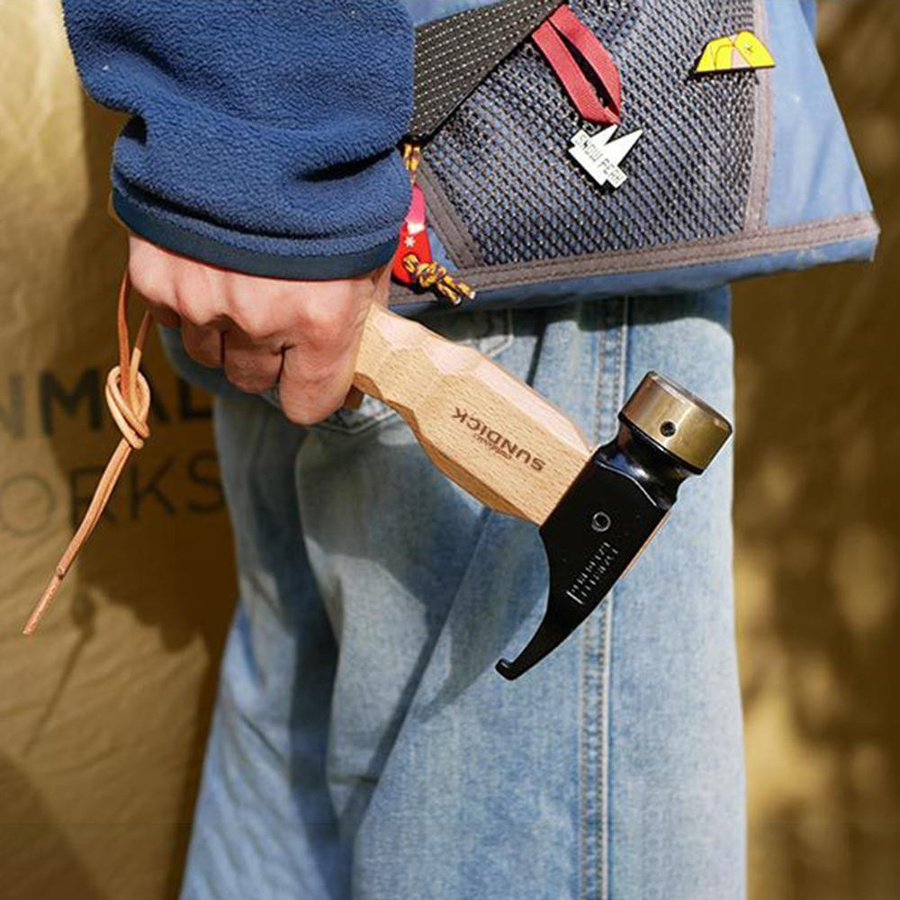 Meterk Camping Hammer für Outdoor und Zeltheringe mit Haken und Heringzieher in Schwarz - Bild 2