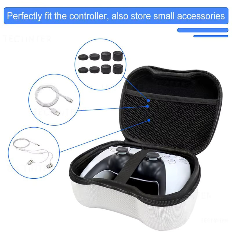 TECTINTER Tragbare Aufbewahrungstasche aus EVA für PS5, PS4, PS3, Xbox Series und Switch Pro Controller in Schwarz - Bild 4