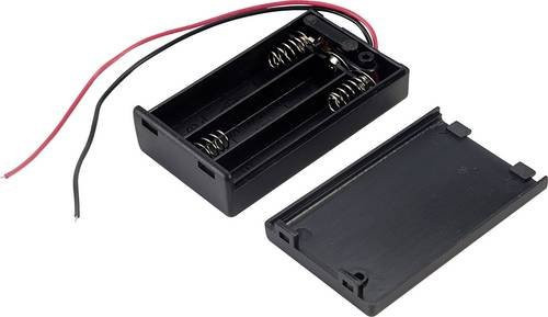 TRU COMPONENTS SBH431-1AS Batteriehalter für 3x Micro AAA Batterien mit Kabel in Schwarz - Bild 1