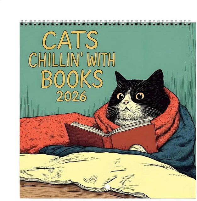 Wandkalender 2026 mit Katzenmotiven für 12 Monate, bunter Planer und Organizer für Zuhause oder Büro - Bild 1
