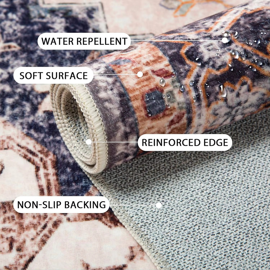 VIKAMA Bohemian Washed Teppich in Multicolour, rutschfester Ethnic Teppich für Wohnzimmer, Schlafzimmer oder Kinderzimmer, B/T: 120 x 80 cm - Bild 2