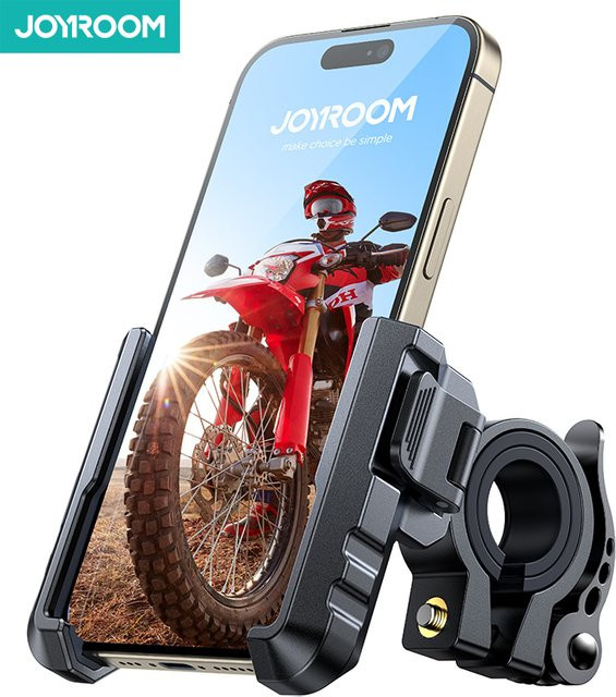 Joyroom Fahrrad- und Motorrad-Telefonhalterung für Elektroroller und Mountainbikes, 360 Grad drehbar, Schwarz, passend für Smartphones von 4,7 bis 7,0 Zoll - Bild 1