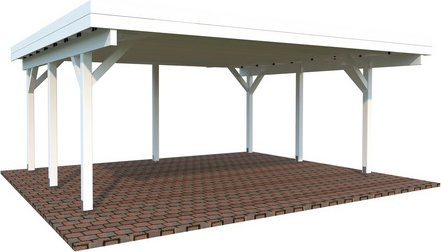 PALMAKO Carport Karl aus Fichtenholz mit Flachdach in Weiss, B/T/H: 600 x 512 x 244 cm - Bild 1