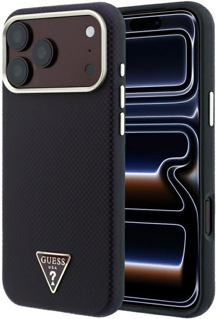 Guess MagSafe-Hülle für Apple iPhone 18 Pro Max und iPhone 17 Pro Max mit Kevlar-Dreieck-Logo in Weinrot - Bild 1