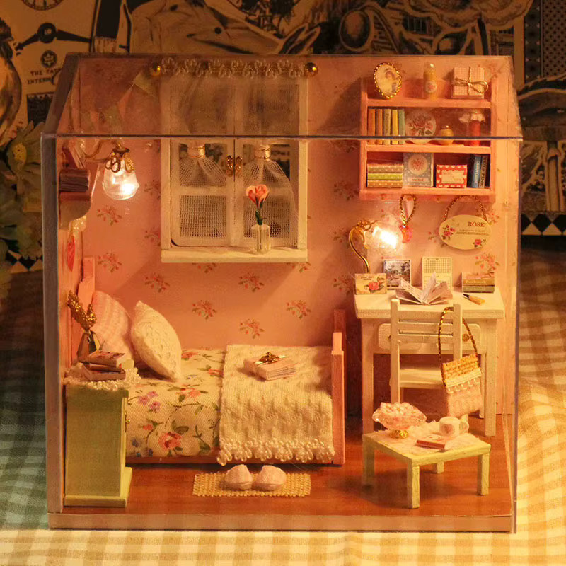 zuuton DIY Miniatur-Puppenhaus-Bausatz, Holz, 3D-Puzzle, mit LED - Bild 4