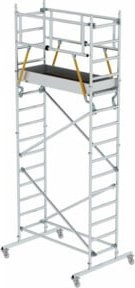 Munk Aluminium Rollgerüst in Silber mit einer Arbeitshöhe von 7,2 m und einer Plattformhöhe von 3,30 m, B/T: 180 x 75 cm - Bild 1