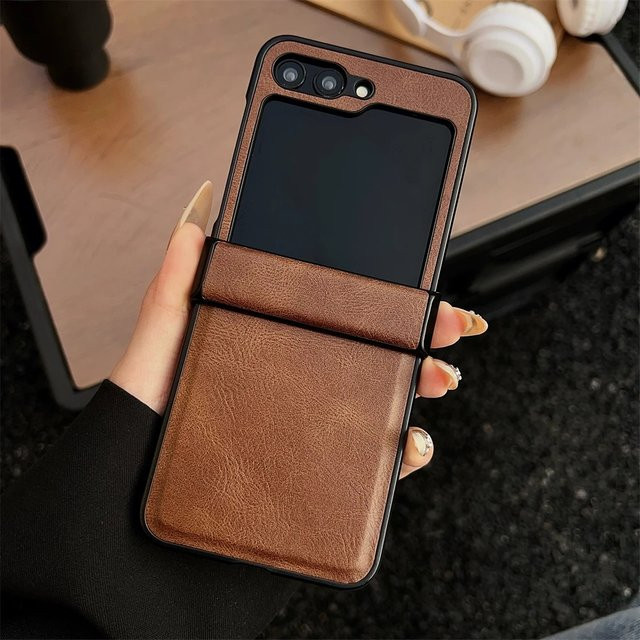 Retro Business PU-Leder Handyhülle für Samsung Galaxy Z Flip, Stoßfester Scharnierschutz mit vollständiger Abdeckung, Farbe: Grün - Bild 1