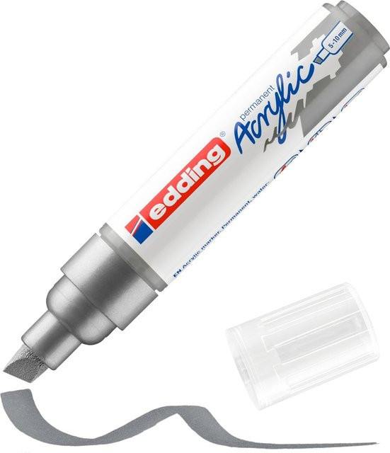 edding 5000 Acrylmarker Breit in Silber mit Keilspitze und permanenter Tinte - Bild 1