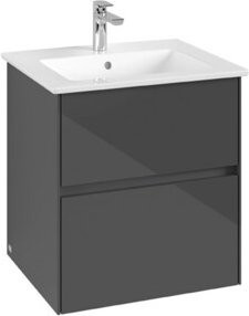 V&B Waschtischunterschrank Collaro in Glossy Grey mit mittiger Waschtischöffnung, B/T/H: 56,1 x 61 x 48 cm - Bild 1