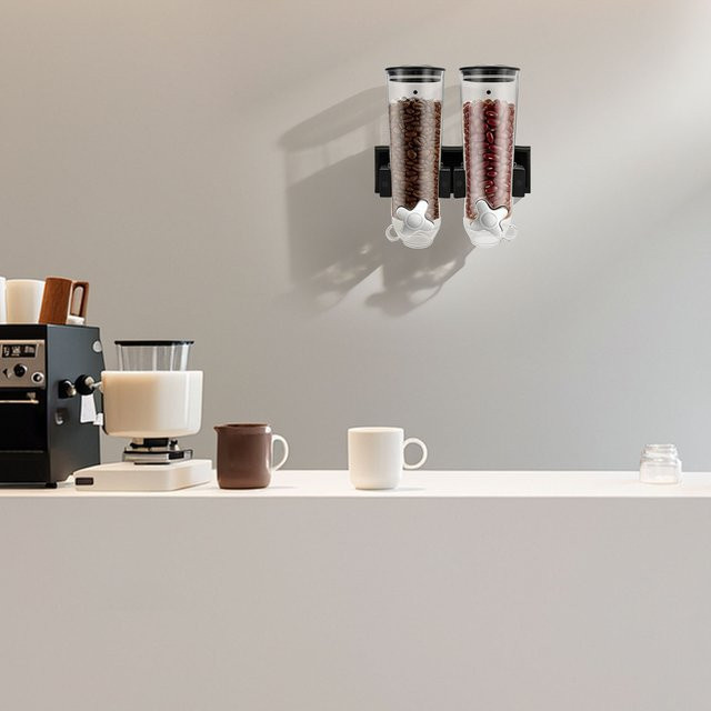 Bymaocar Doppelter Müsli-Spender für die Wand, 3 l Getreide-Spender in Schwarz - Bild 1