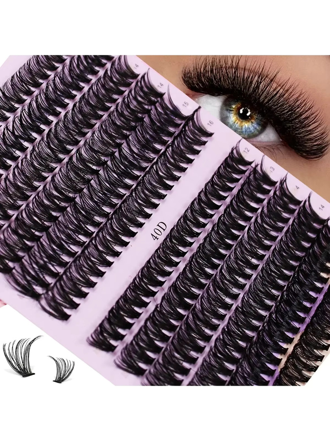 JIEFUXIN Cluster-Wimpern, 3D Russische Wimpernbüschel, 12 Reihen, Mix 12-16mm, Unisex - Bild 4