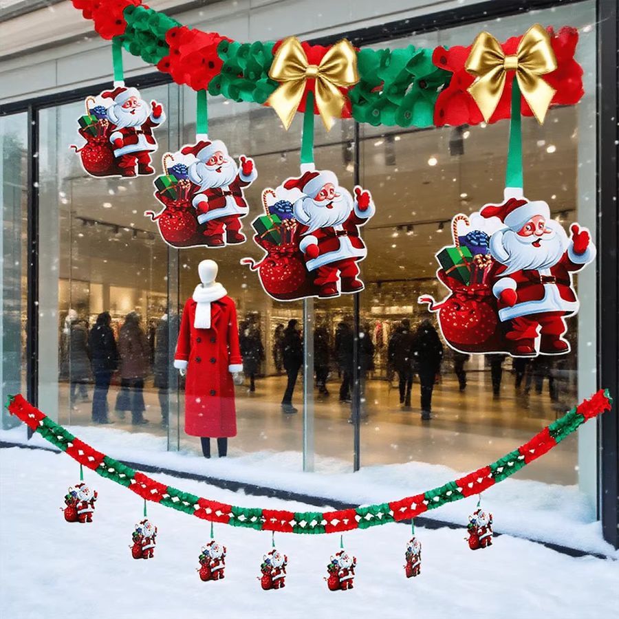 3M Weihnachts Banner Dekoration mit Santa Claus Waben Papier Anhängern in Multicolor - Bild 4