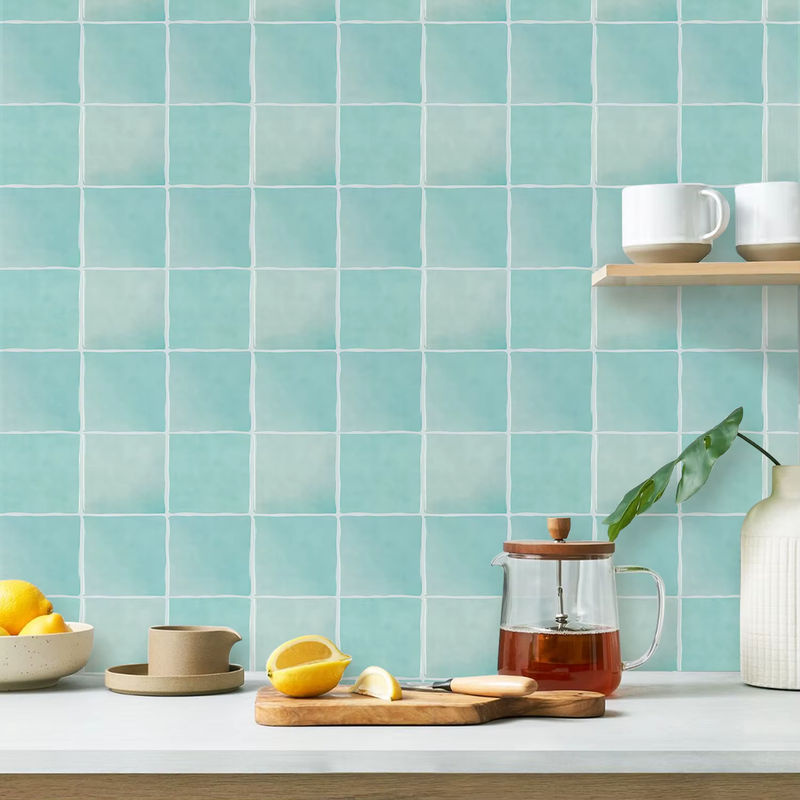 10 Stück Vividtiles Wandfliesenaufkleber quadratisch in Türkis modern wasserdicht zum Aufkleben für Küchenrückwand und Wandpaneele - Bild 2