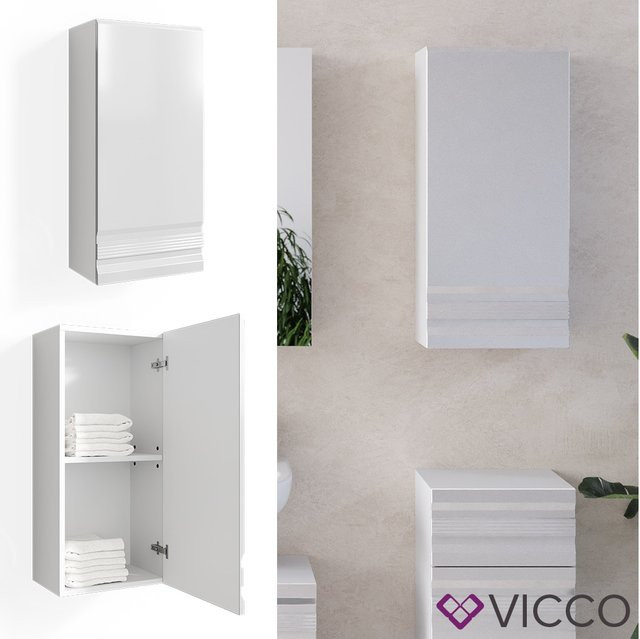 Vicco Bad Hängeschrank Freddy in Weiß Hochglanz, B: 36 cm, H: 77 cm, T: 24 cm - Bild 1