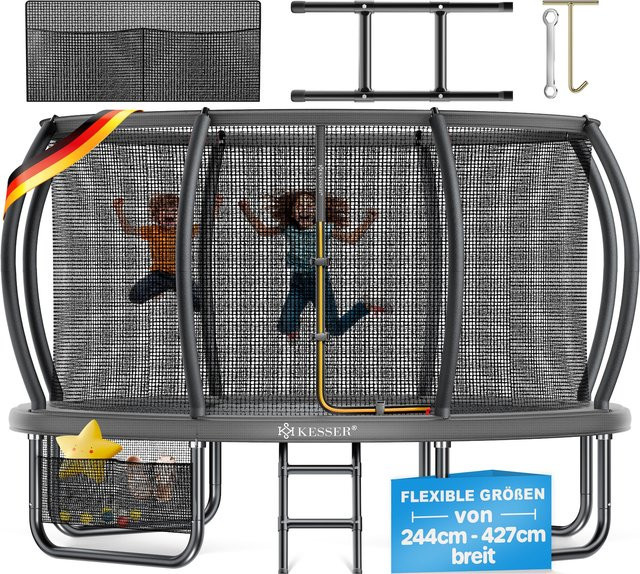 KESSER Gartentrampolin für Kinder und Erwachsene Outdoor Grau Ø 244 cm, 305 cm, 366 cm, 427 cm - Bild 1