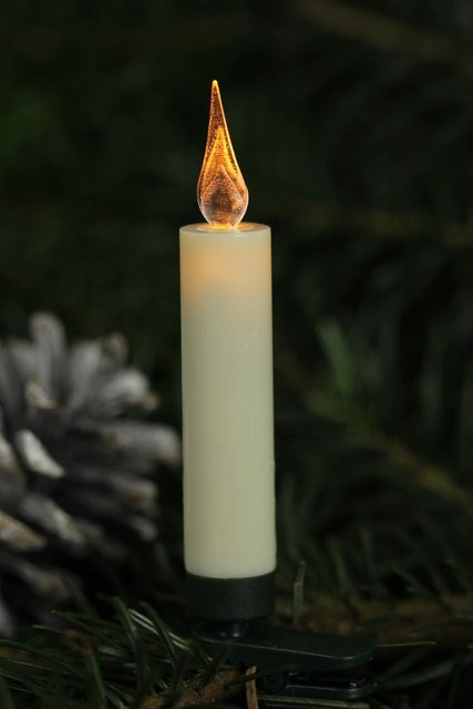 Star-Max LED-Christbaumkerzen-Set mit 10 kabellosen Kerzen in Beige und Weiß, Flammenoptik und Fernbedienung - Bild 1