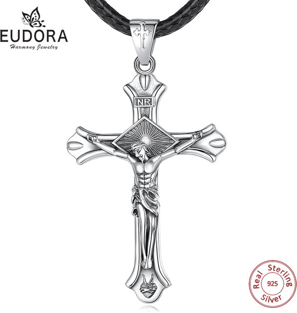 Eudora Halskette, Jesus-Kreuz, 925 Silber, Vintage, Unisex - Bild 1