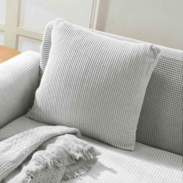 Yiran Furniture Jacquard Polarfleece Kissenbezug in Lichtgrau, B/B: 45 x 45 cm - Bild 1