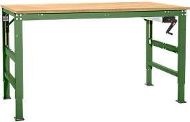 Manuflex Arbeitstisch Ergo K mit Kurbel und Multiplex-Tischplatte, Farbe: Resedagrün, B/T/H: 175 x 80 x 45 cm - Bild 1