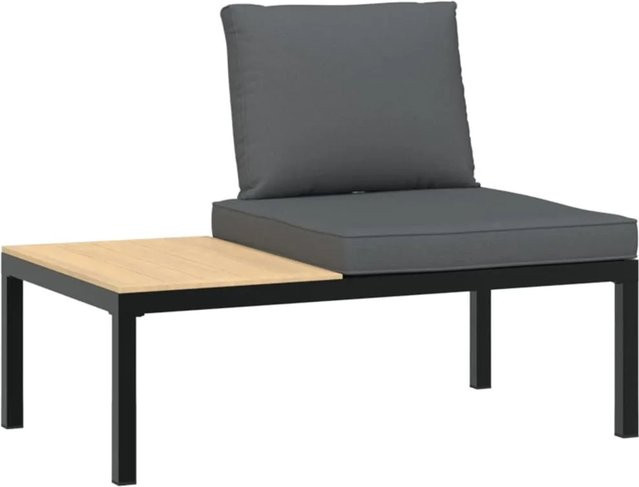 furnicato Gartenbank aus Aluminium mit Kissen in Schwarz und Anthrazit B/T/H: 110 x 73 x 73 cm - Bild 1