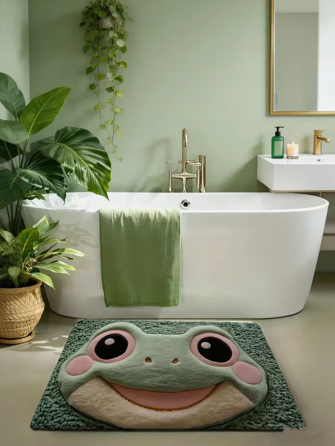VIKAMA Teppich mit Frosch-Motiv in Grün für Esszimmer und Flur, rechteckig - Bild 4