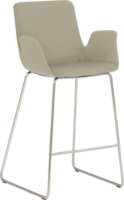Mayer Sitzmöbel Tresenhocker mit Armlehnen und Kufengestell in Taupe und Silber, B/T/H: 53 x 49 x 95 cm - Bild 1
